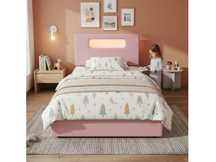 Lit avec rangement 90x200 cm DESVIAE coloris rose