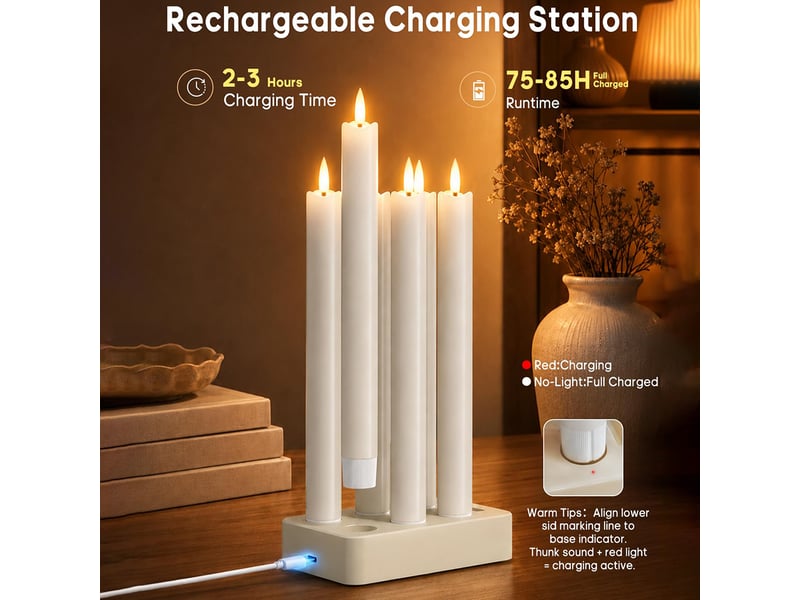 Bougies led rechargeables avec télécommande, couleur ivoire –  blanc  - Conforama C