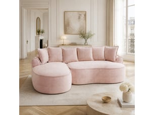 Canapé d'angle compressé réversible fixe MAISENTIEL 3 places Tissu rose