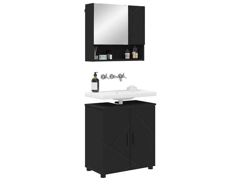  Ensemble de mobilier de salle de bain 2 pièces noir cf64240  - Conforama C