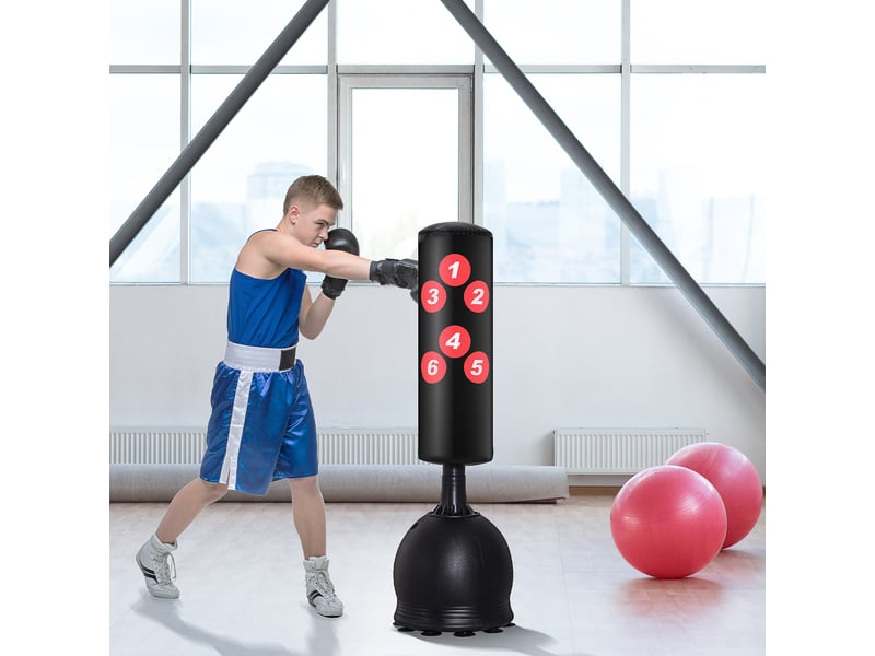  Sac de frappe autoportant, sac de frappe pour adultes et enfants, adapté à la boxe et aux arts martiaux (50x50x165cm)  - Conforama D