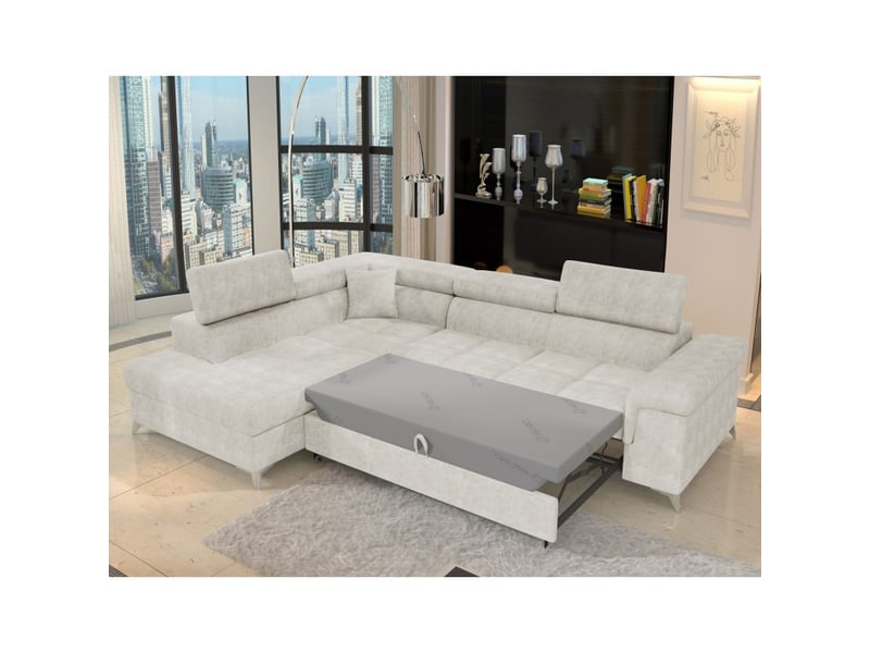 Canapé d'angle convertible palazzo 4 places beige – angle gauche avec coffre - Conforama B