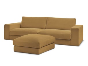 Canapé droit fixe BOBOCHIC LEONARD 4 places Velours jaune