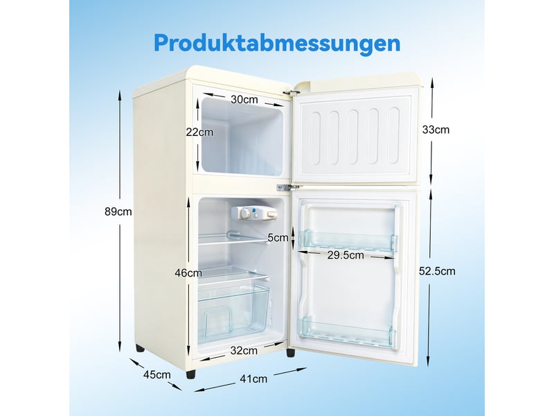 Réfrigérateur 2 portes 60 l crème, réglage 7 niveaux, éclairage led, classe e  - Conforama C