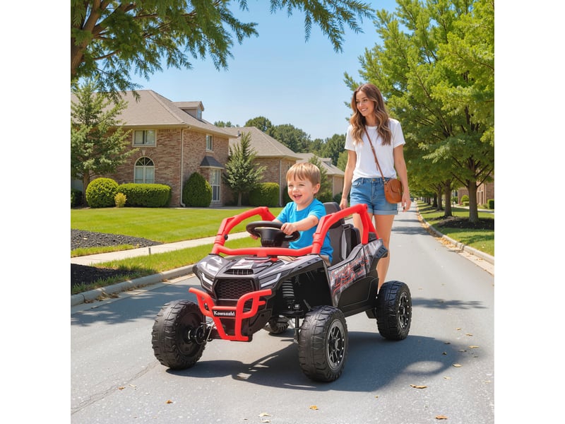 Voiture électrique kawasaki teryx krx 1000 sous licence, 12 v, pour enfants, avec télécommande et suspension arrière, rouge.  - Conforama C
