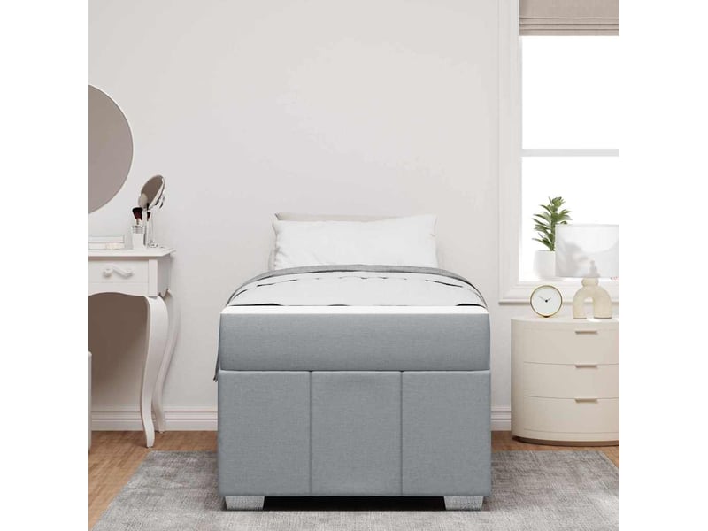  Lit simple- lit adulte -  cadre de lit avec matelas gris clair 100 x 200 cm tissu  - Conforama B