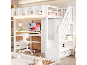 Lit mezzanine 90x200 cm <strong>DZMDIP</strong> <strong></strong> coloris blanc