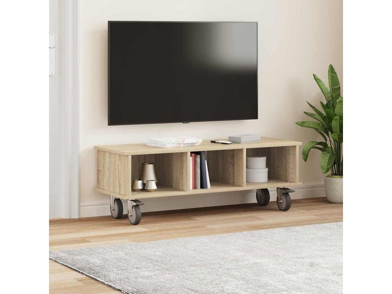  Meuble tv - banc tv - meuble de rangement 100 x 35 x 35 cm chêne sonoma bois d'ingénierie  - Conforama D