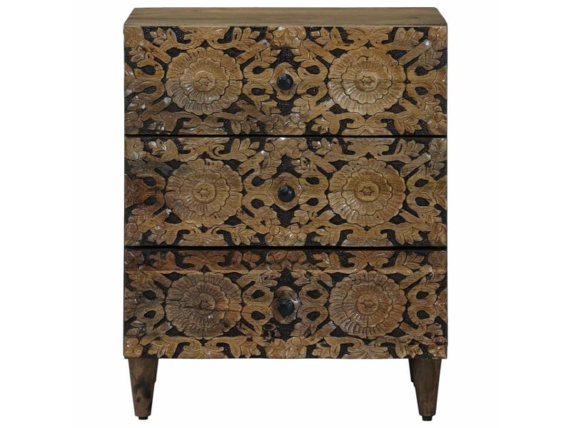  Table de chevet marron 50 x 33 x 60 cm bois de mangue massif  - Conforama C