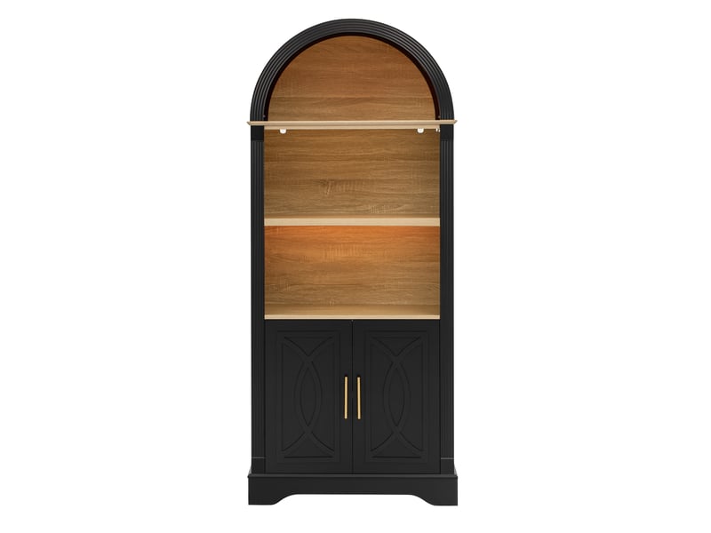  Buffet haut avec éclairage led et étagère réglable noir 76,2 x 40 x 180 cm DE000053AAB - Conforama A