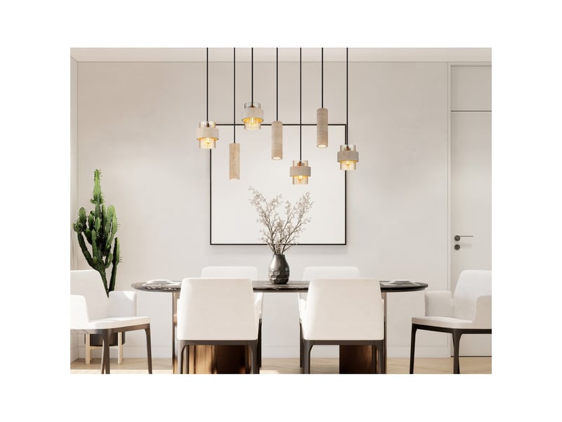  Globo daren suspension cluster, noir mat, abat-jour en verre ambré, 3 x gu10 4 x e27  - Conforama B