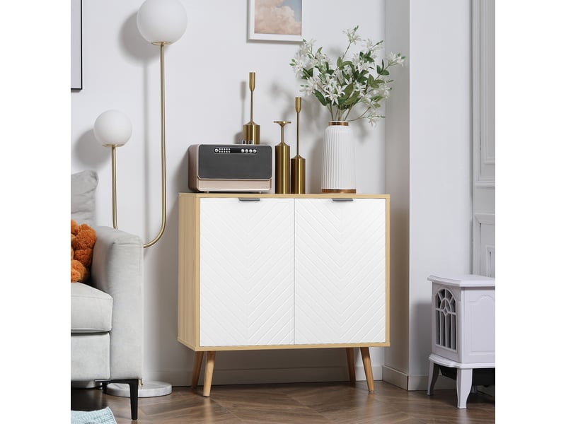  Meuble moderne multifonctionnel en panneaux de particules et bois de pin, avec trois étagères réglables, 77 x 35 x 77,5 cm  - Conforama D