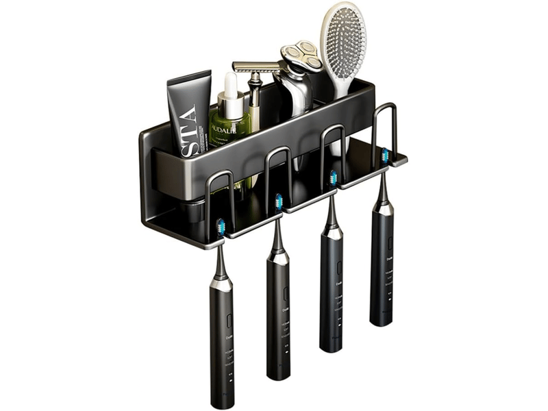  Porte-brosse à dents mural, adapté au porte-gobelet et au porte-brosse à dents de la salle de bain (noir, quatre pièces)  - Conforama A
