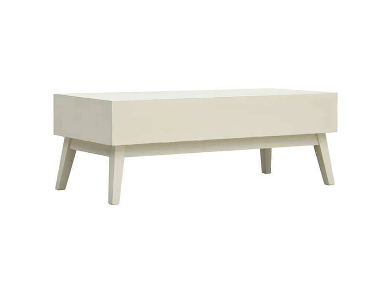  Table basse - table de salon - table à thé avec 2 tiroirs gris sculpté 110x50x40 cm bois  - Conforama D