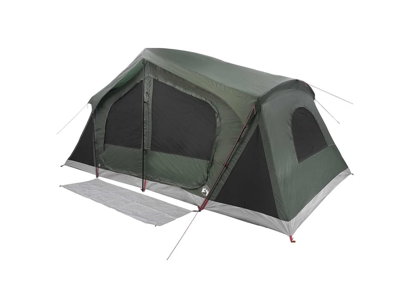  Tente de camping, tente cabane vert armée 10 personnes polyester et acier  - Conforama C