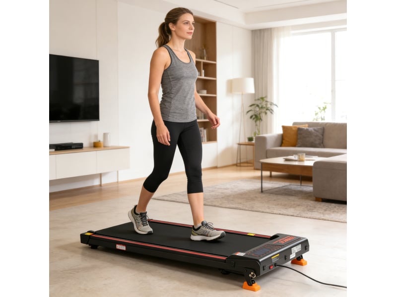  Tapis de marche pliable 109,5 x 48,6 x 10,6 cm noir, plastique et acier, inclinaison manuelle 4 niveaux  - Conforama C