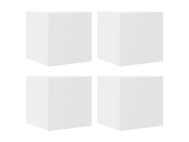  Lot de 4 meuble tv mural, meuble tv suspendu blanc 30,5x30x30 cm  - Conforama A