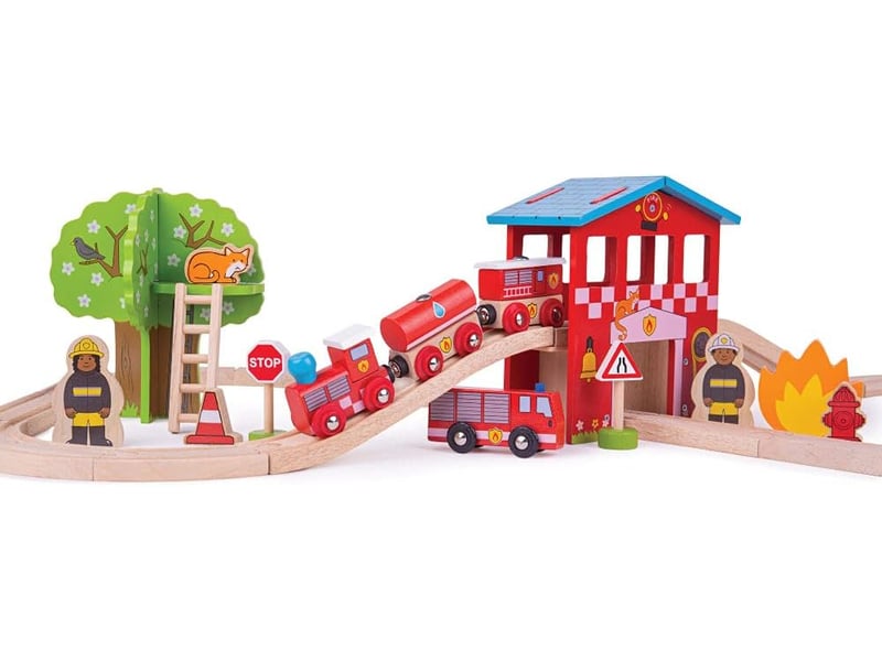  Jeu en bois -  ensemble de train de caserne de pompiers BJT037 - Conforama B