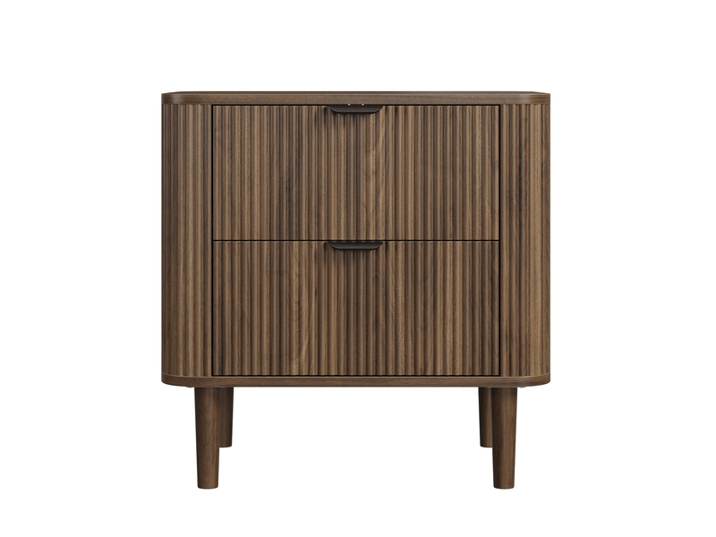  Table de chevet 2 tiroirs 57 cm noyer foncé homvra  - Conforama A