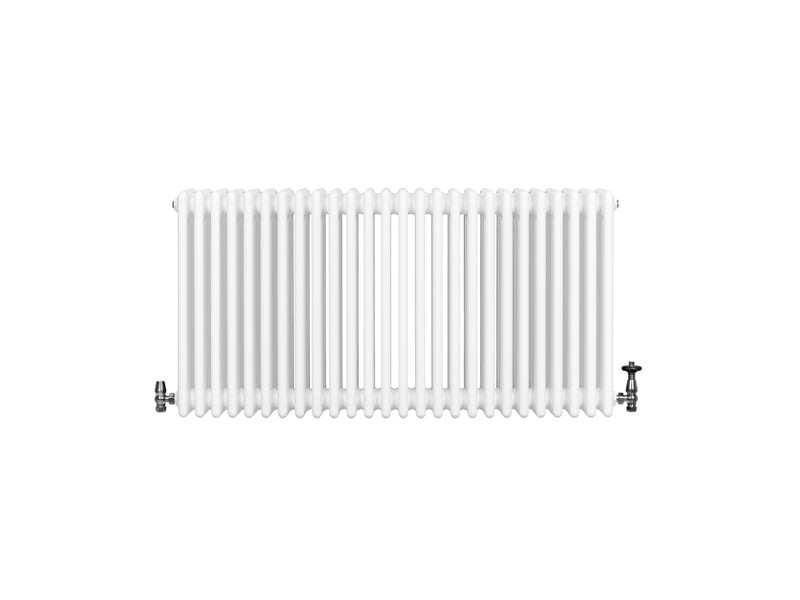 Radiateur traditionnel à 4 colonnes & vannes 600 x 1010 mm en acier carbone blanc chauffage central horizontale monté sur mur [brosse de nettoyage & 40583 - Conforama B