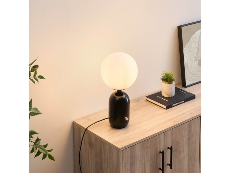  Lampe de table rétro chic noire avec verre blanc - sorène Sorène - Conforama C