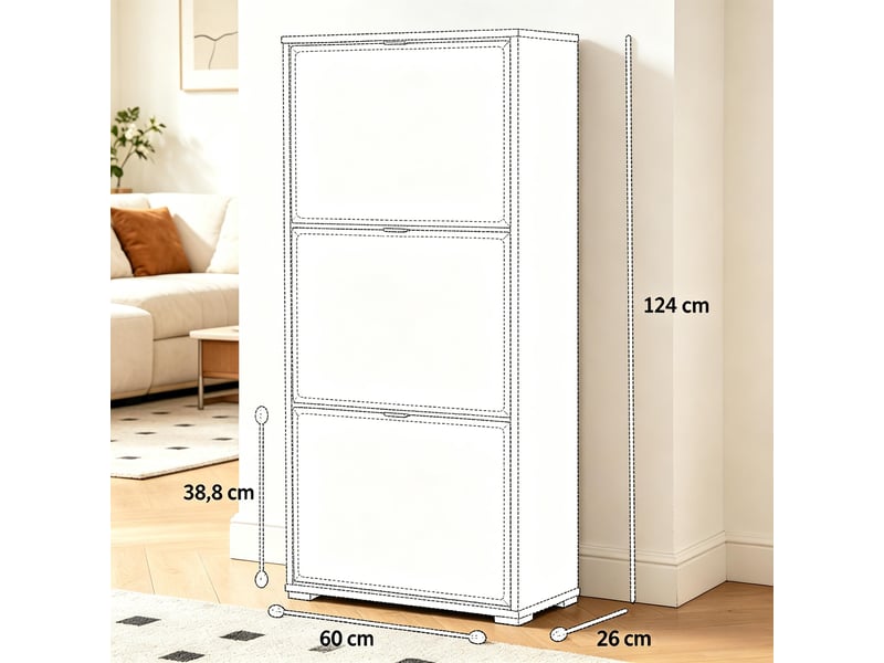 Meuble rangement modèle hidden, armoire à chaussures cachée, meuble entrée chambre, structure stable 1 pièce  - Conforama C