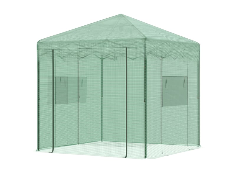 Serre, châssis froid, serre à tomates avec porte et fenêtre enroulables, acier pe, vert foncé, 238 x 178 x 240 cm - Conforama B