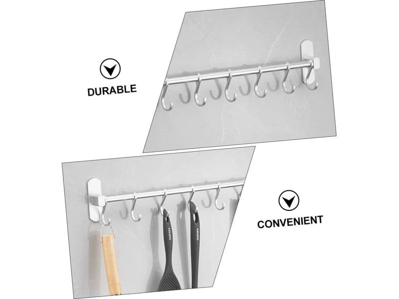  Crochet de cuisine mural pour ustensiles, support suspendu mobile pour rangement de garde-manger, organisation de cuisine avec gain de place pro, gris  - Conforama C