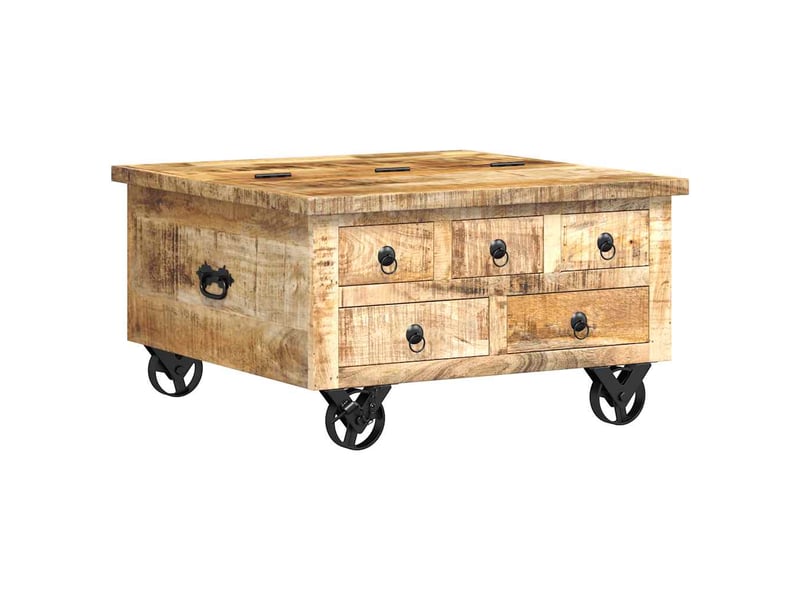  Table basse - table de salon - table à thé bois de manguier brut 70 x 70 x 40 cm  - Conforama A