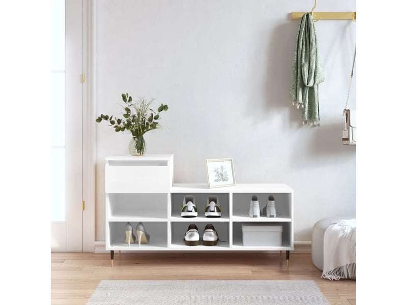  Meuble à chaussure | armoire à chaussures blanc 102x36x60 cm bois d'ingénierie shl6711  - Conforama B
