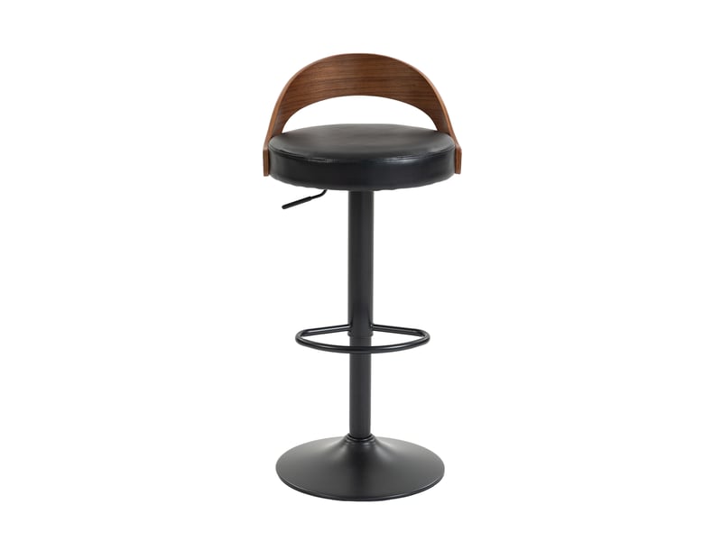  Tabourets de bar lot de 2 pivotants 360° et réglables en hauteur - lpospi - dossier ergonomique, base métal, pu noir  - Conforama A