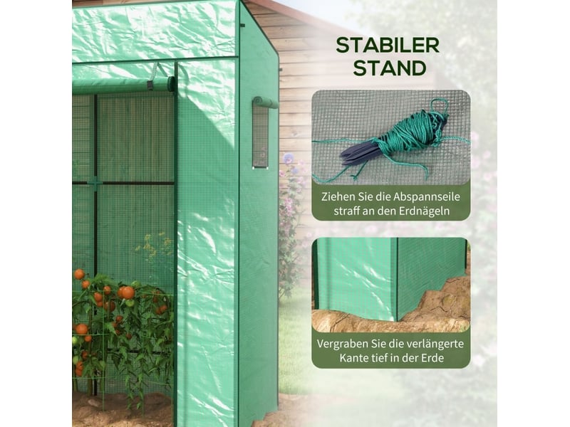  Serre de jardin 196x77x197 cm porte enroulable métal vert  - Conforama D
