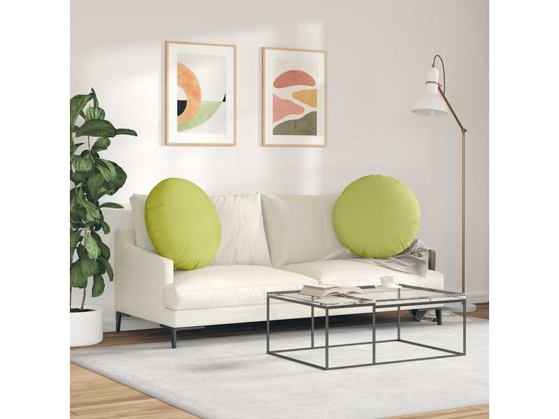  Lot de 2 coussins de siège, coussins décoratifs tissu vert clair ø80 x 29 cm cf59872  - Conforama D