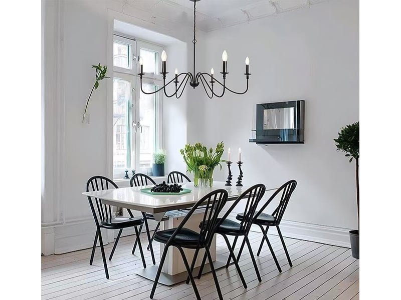  Lustre industriel, 6 lumières suspension luminaire industrielle lustre salle à manger, e14  - Conforama D