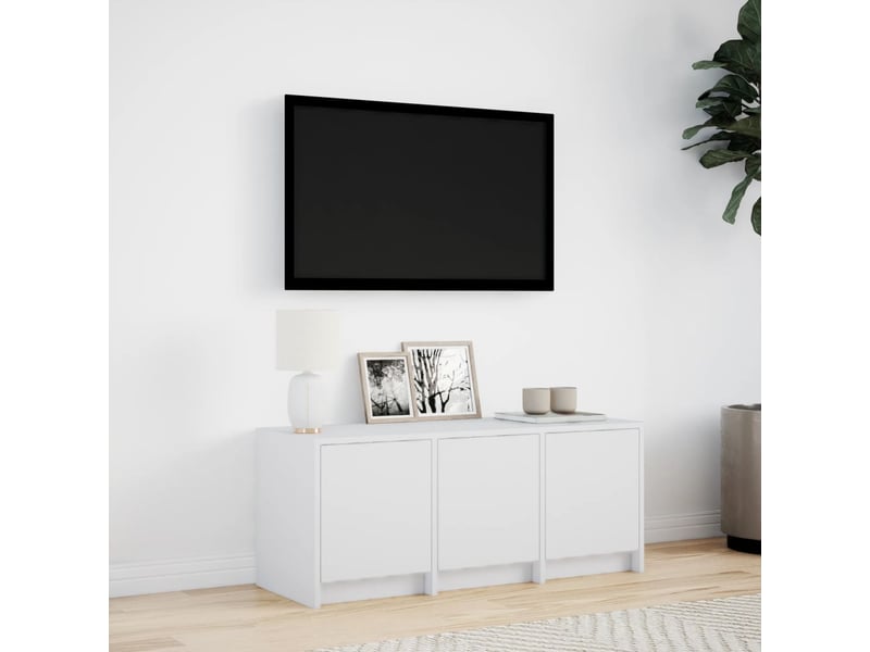 Meuble tv - banc tv - meuble de rangement avec led blanc 97x34x40 cm bois d'ingénierie - Conforama C