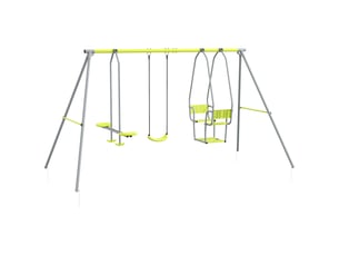 3 en 1 balançoire portique enfant avec 2 face à face et 1 siège de balançoire charge max. 225 kg vert