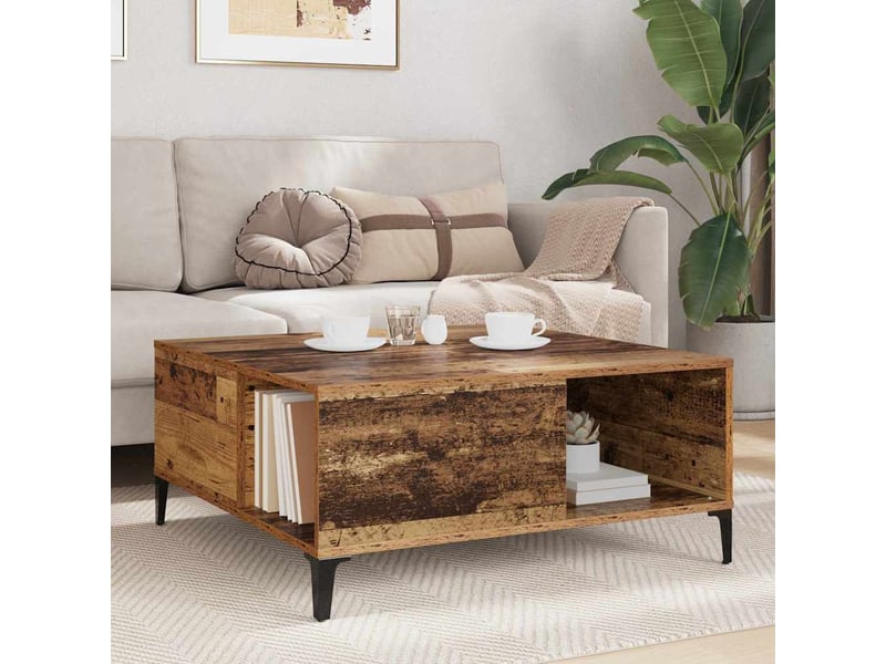  Table basse - table de salon - table à thé bois ancien 80 x 80 x 36,5 cm bois d'ingénierie  - Conforama D