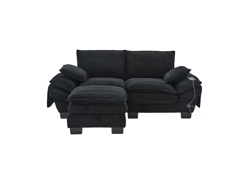 Canapé d'angle réversible fixe 2 places tissu noir - Conforama A