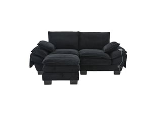 Canapé d'angle réversible fixe <strong>MERAX</strong> <strong></strong> 2 places Velours côtelé noir