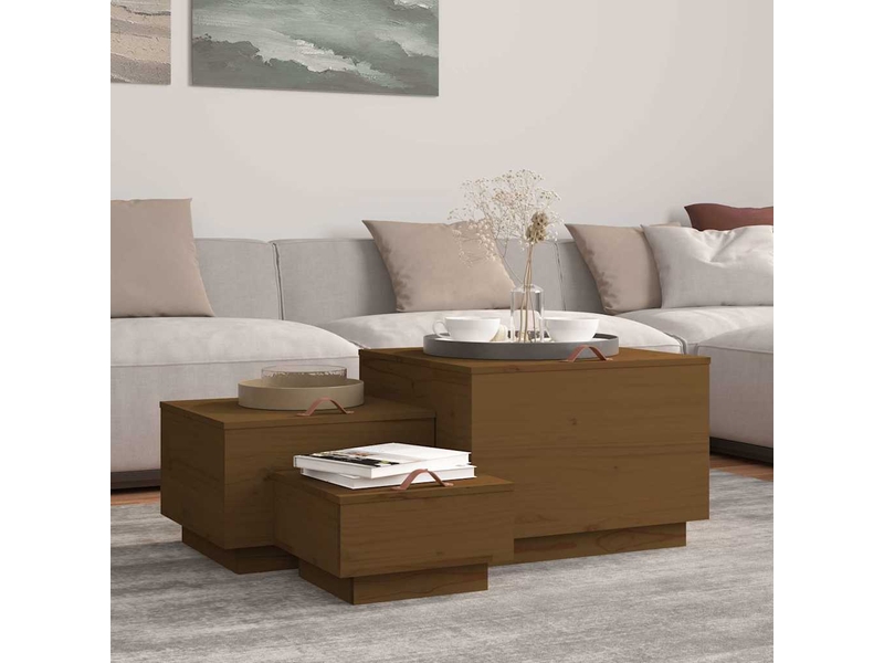 Boîtes de rangement avec couvercles 3 pcs marron miel - Conforama B