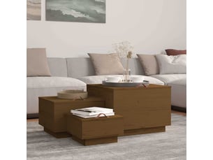 Boîtes de rangement avec couvercles 3 pcs marron miel