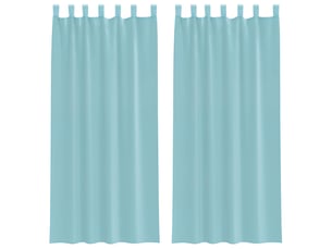 Lot de 2 rideaux en voile, voilages avec passe-tringles turquoise cf44498