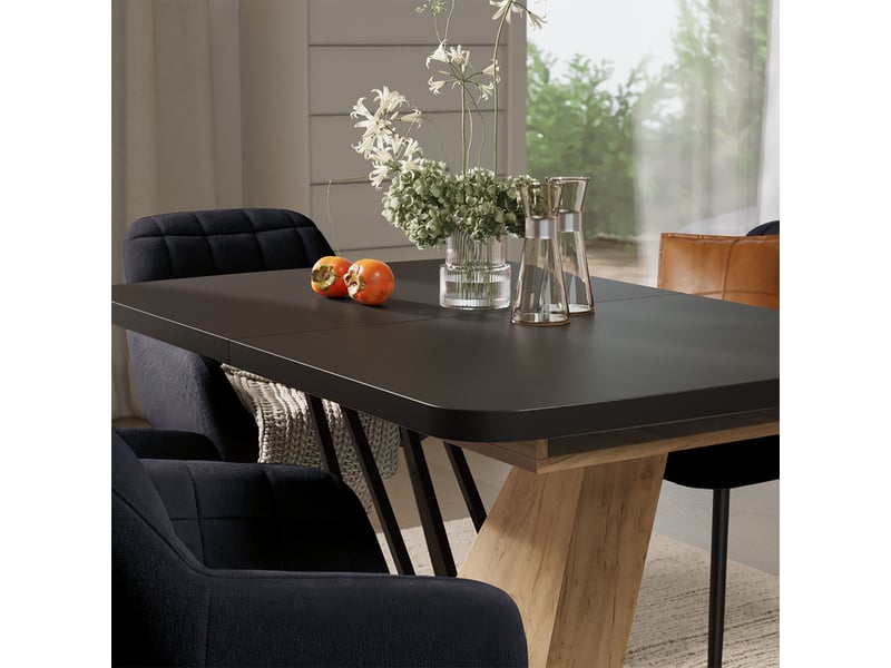  Vicco ensemble de table à manger, noirchêne de force doré, 120x80cm avec 4 chaises de salle à manger  - Conforama D