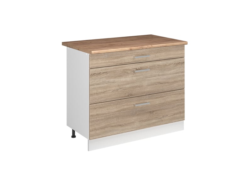  Vicco meuble cuisine, sonomablanc, 100cm plan de travail chêne doré  - Conforama A