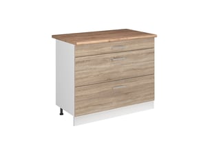 Vicco meuble cuisine, sonomablanc, 100cm plan de travail chêne doré