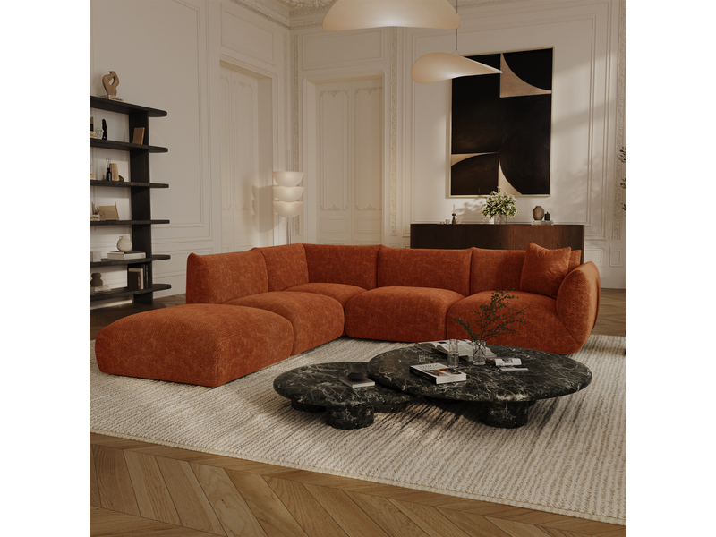  Canapé grand angle gauche modulable 7 places en velours chenillé nooma NOOMA - Conforama B