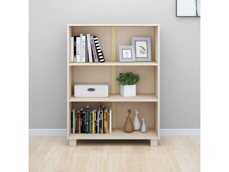  Bibliothèque, meuble de rangement salon hamar marron miel 85x35x112 cm bois de pin massif  - Conforama E