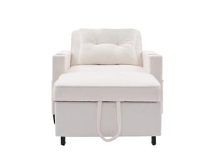 Fauteuil convertible BEAOK Tissu bouclette blanc vendu A l'unité
