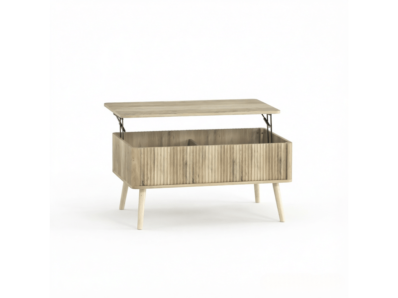  Table basse relevable avec rangements en mdf coloris chêne 91 x 56 x 43 cm T5828P544201 - Conforama B