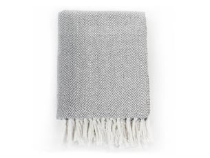 Couverture coton à chevrons 220x250 cm gris